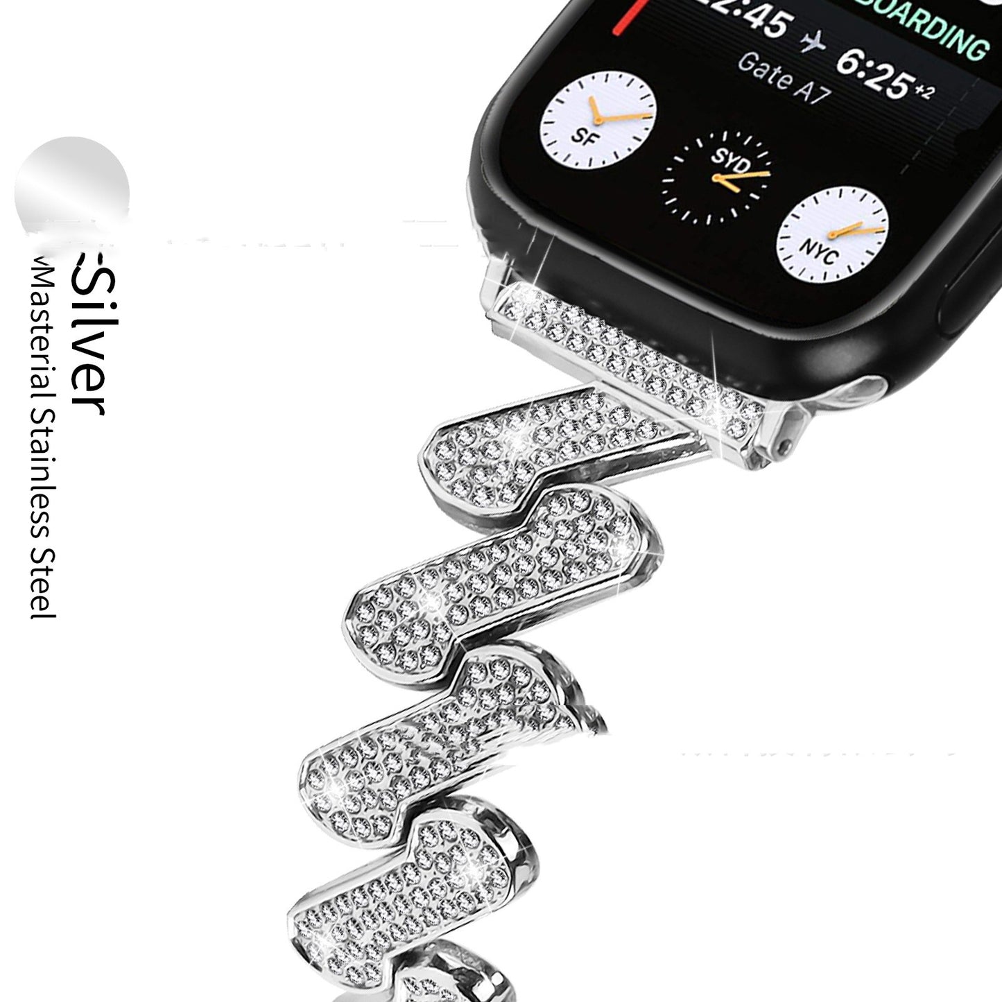 Diamond-embedded Smart Watch Band 7-word