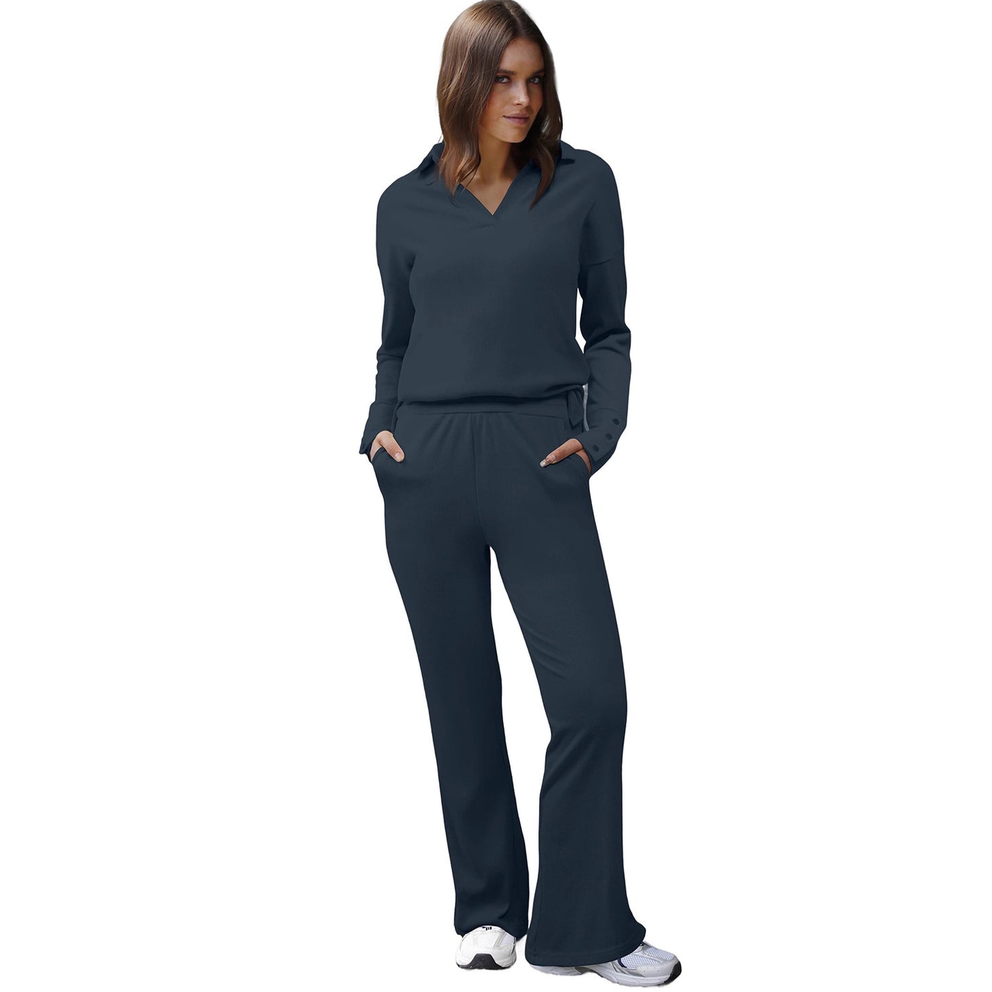 Women's Sportswear Long-sleeve Top And Pants Two-piece Set