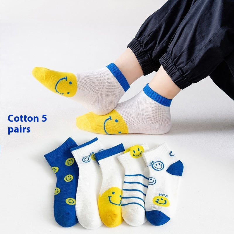 Low-cut Children's Cotton Sock Boat Socks Flat Mesh Cartoon Boys And Girls Baby