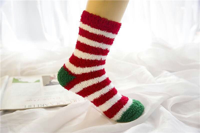 Elk Elderly Half Fleece Adult Christmas Socks