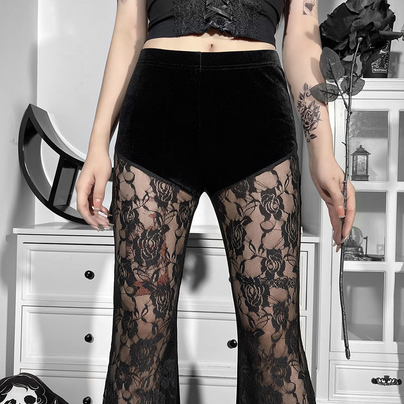Women's New Casual Pants Perspective Lace Mesh Shorts