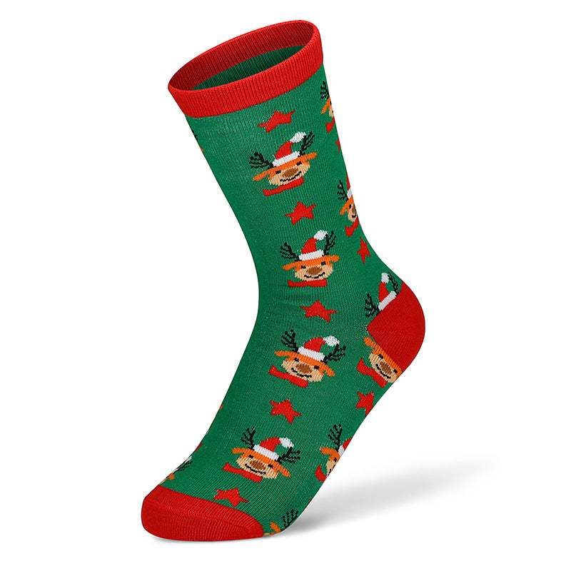 Christmas Tube  Women's Snowflake Christmas Tree Cotton Socks