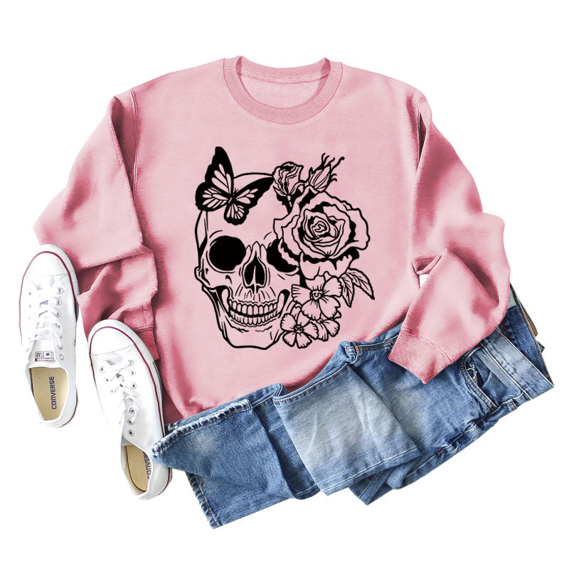 Women's Skull Butterfly Long Sleeved Sweater