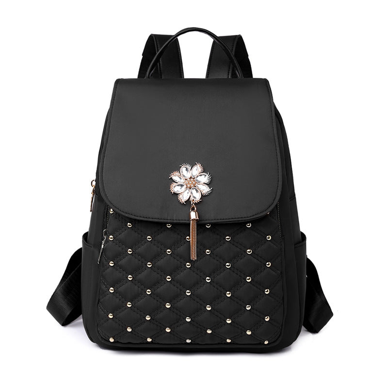 Korean Style Women's Nylon Backpack Fashion Embroidery Thread