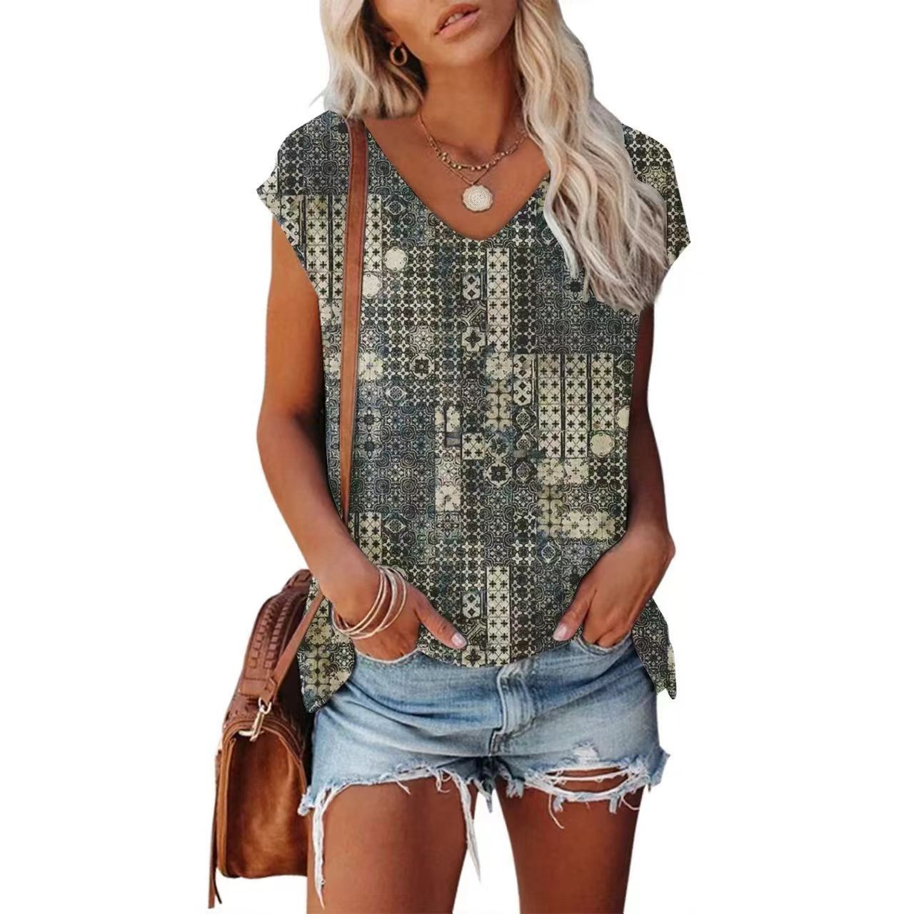 Women's 3D Digital Printing Sleeveless Multi-color Top