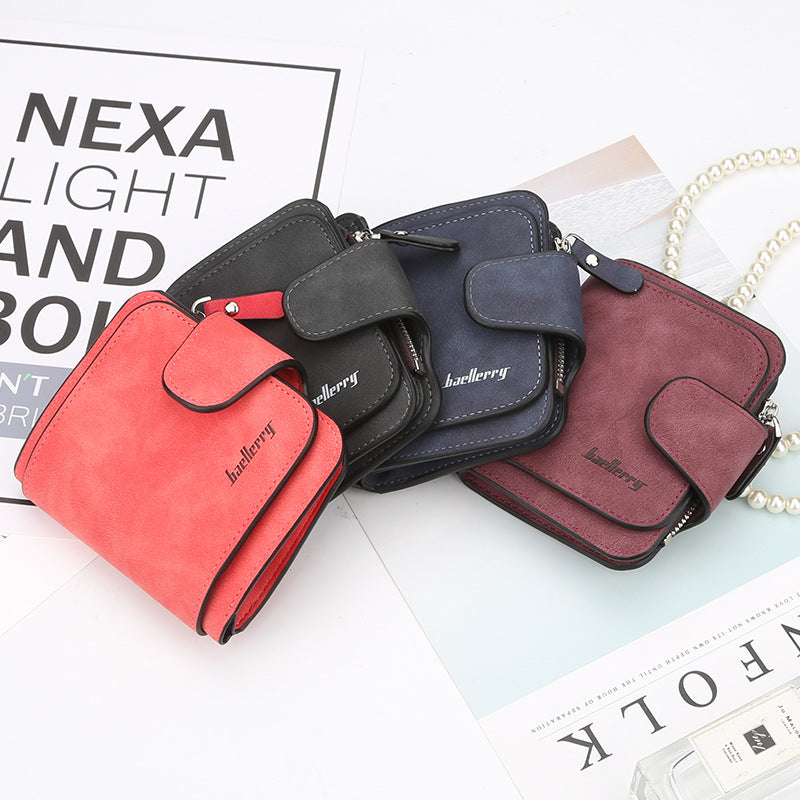 Ladies Wallet New Buckle Frosted Leather Cute