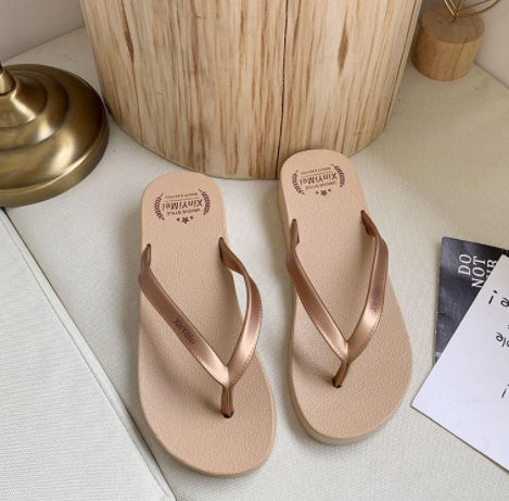 Beach Flip-flops Women's Summer Fashion Non-slip Wedge Heels Korean Version