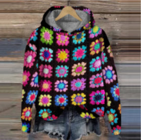 Print Christmas Holiday Casual Hooded Sweater