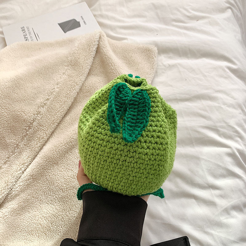 INS Pure Handmade Wool Hook Woven Bag For Children's Crossbody
