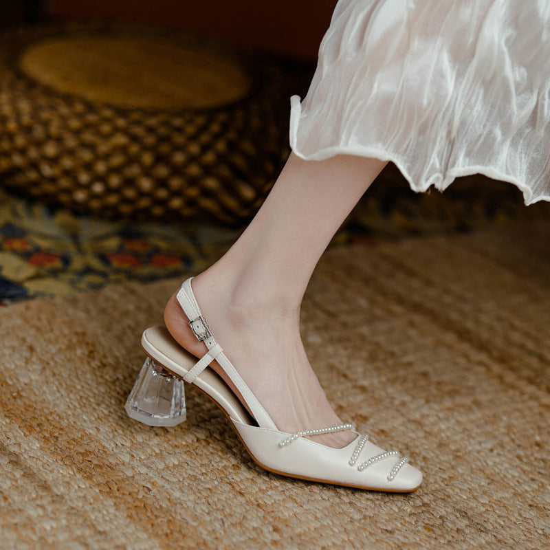 Women's Crystal Clear Heel High Heels Toe Sandals