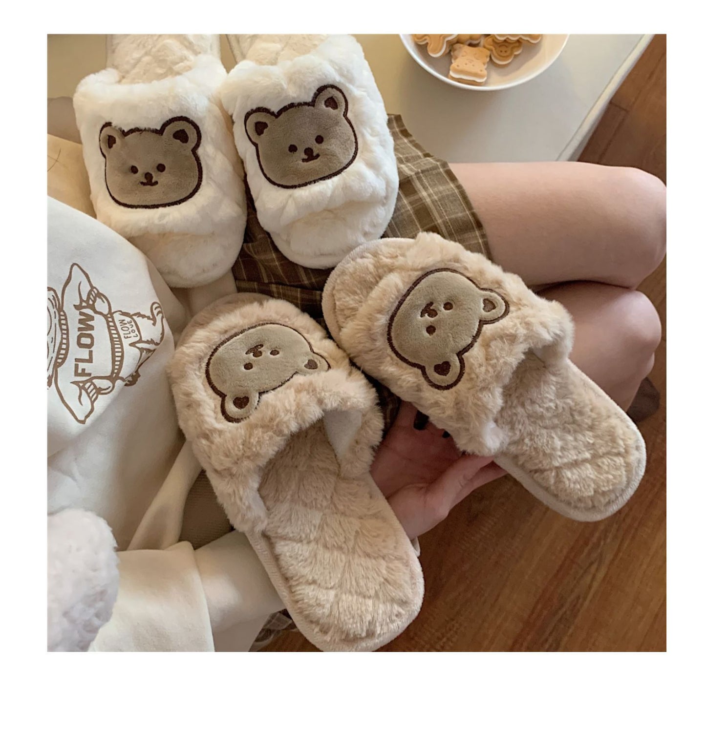 Women's Warm Autumn And Winter Cute Bear Cotton Slippers