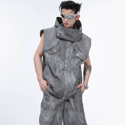 Sleeveless Vest Waistcoat Coat Loose Distressed Suit