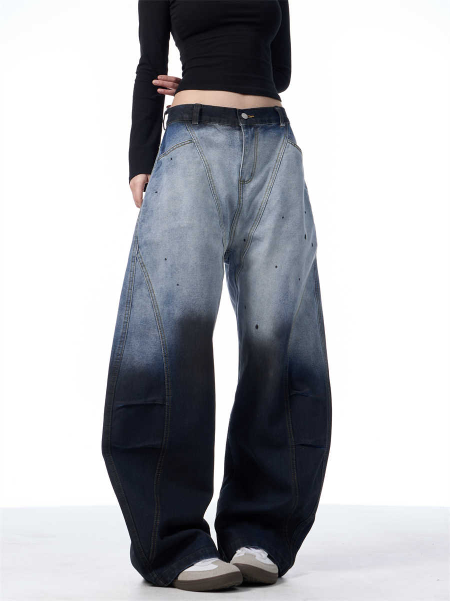 Gradient Tie-dye Machete Jeans Brede Benbukser til Kvinder