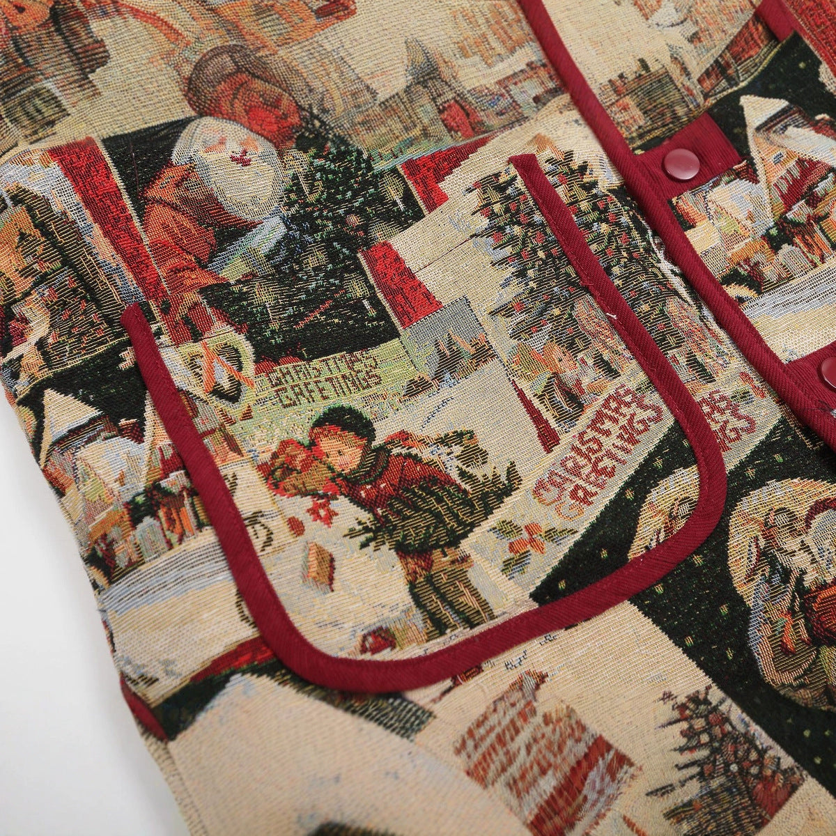 Retro Santa Claus Jacquard Lapel Cotton-padded Coat