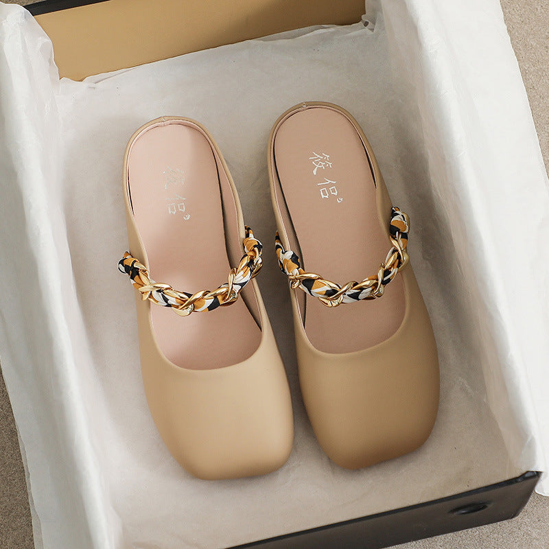 Fat Feet Wide  Lazy Half Slippers Women's Outer Wear