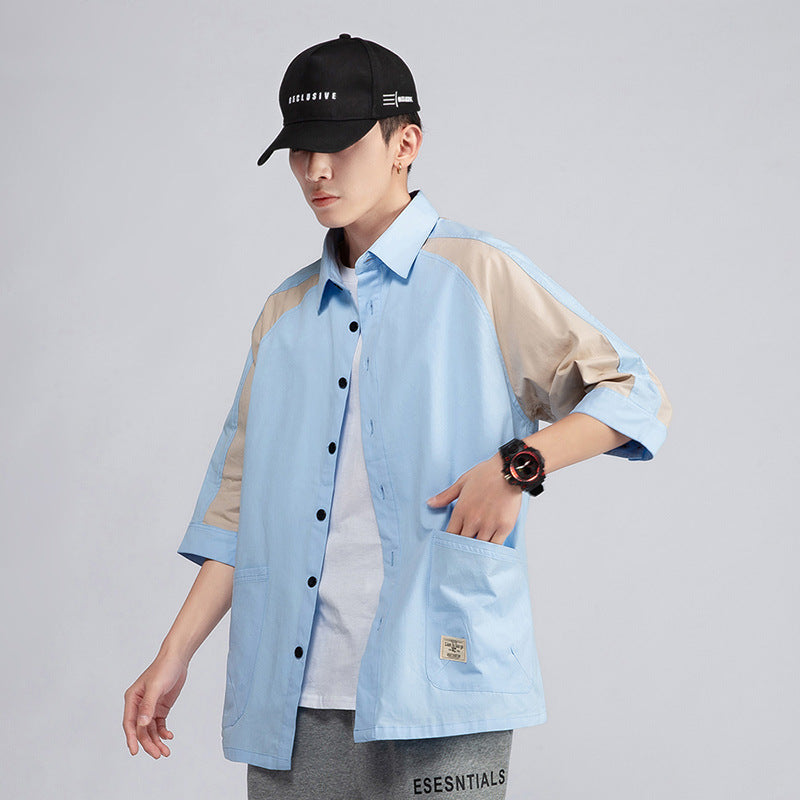 Men's Korean Style Colorblock Casual Shirt
