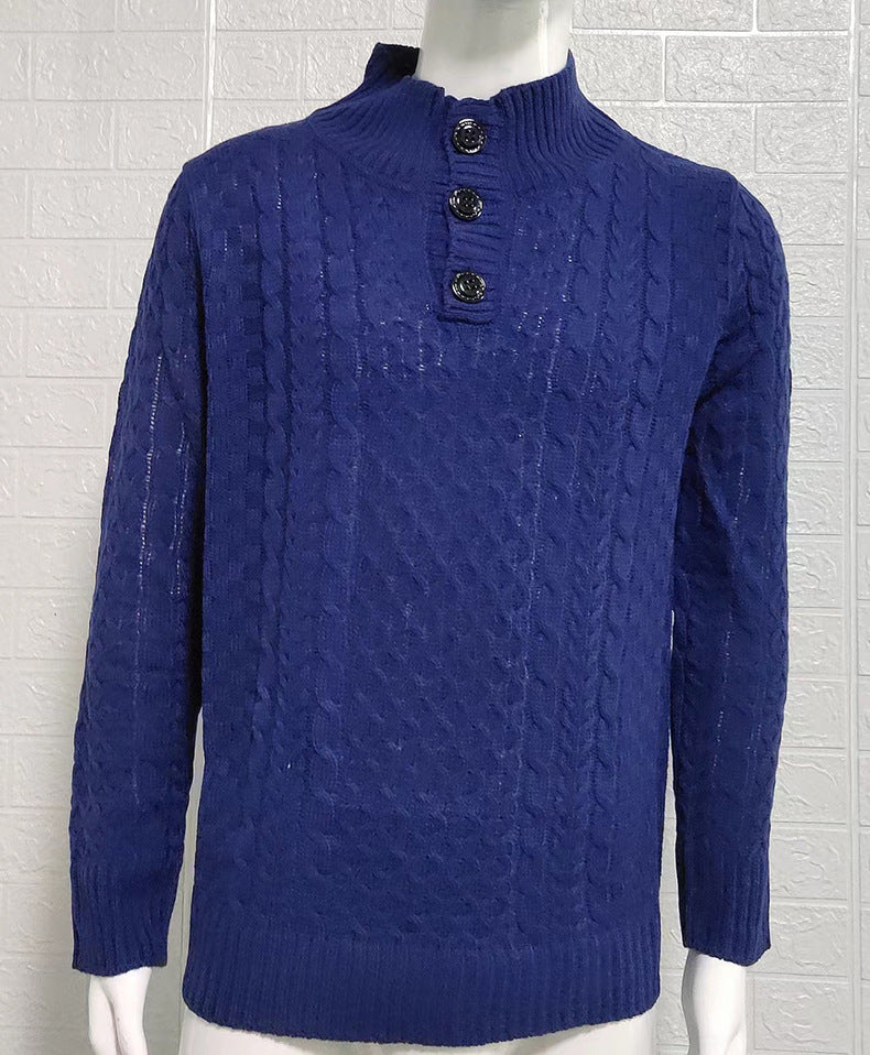 New Sweater Men's Solid Half High Neck Slim Long Sleeve