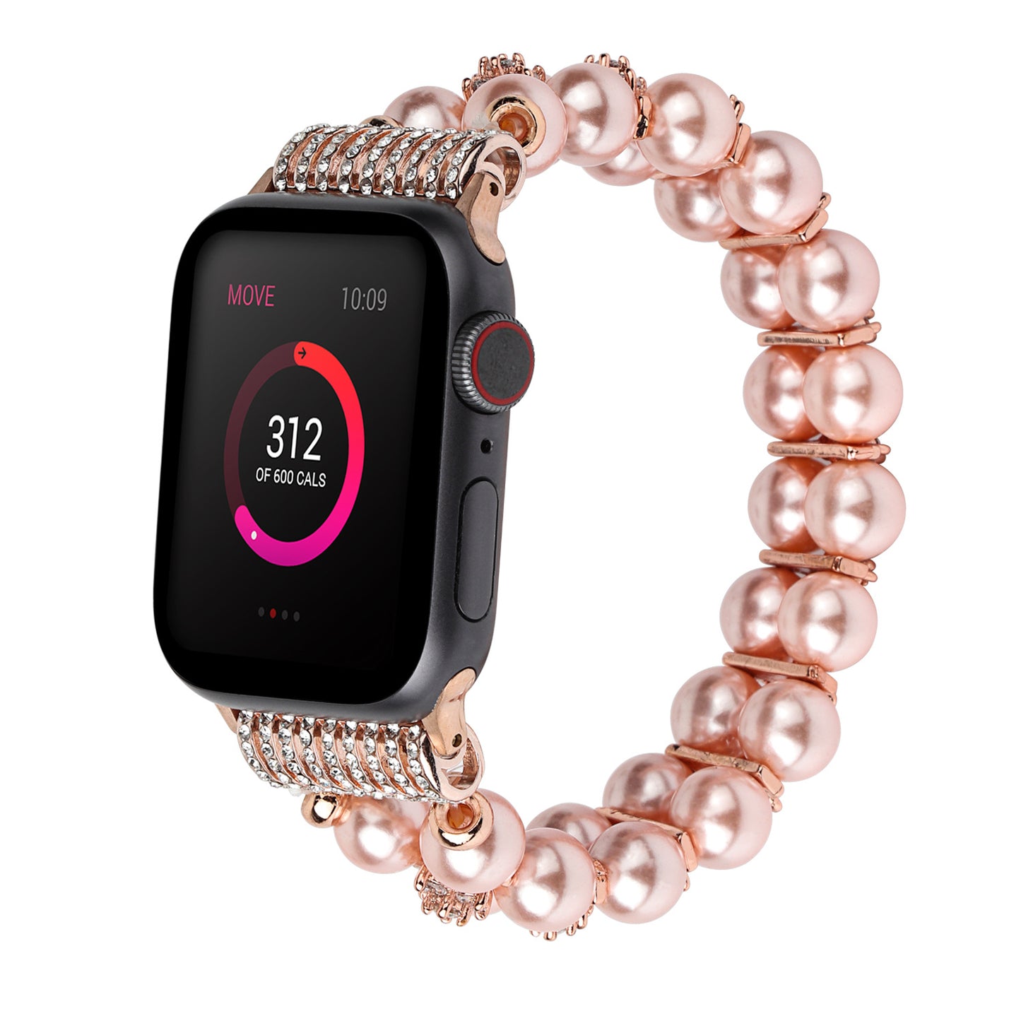 Anvendelig Apple Watch Dobbelt Række Smykkerem Zirkon Blomst Perle