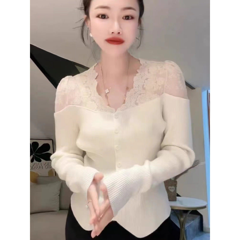 Sexy New Crochet Lace Shoulder Sweater