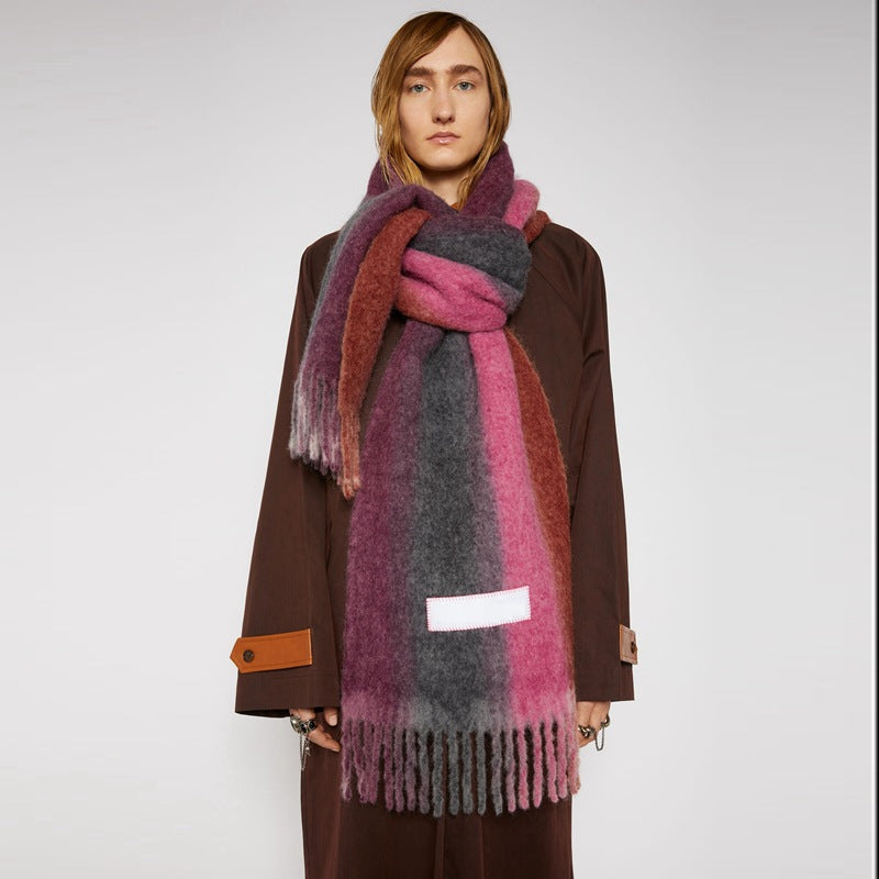 Imitation Cashmere Fashion Personality Gradient Warmth Outdoor Dual-use Shawl