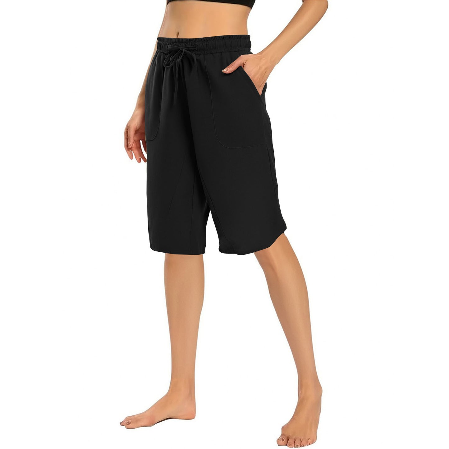 Cotton Linen Capri Pants Loose Wide Leg Women's Hip Hop Sports Bermuda Shorts