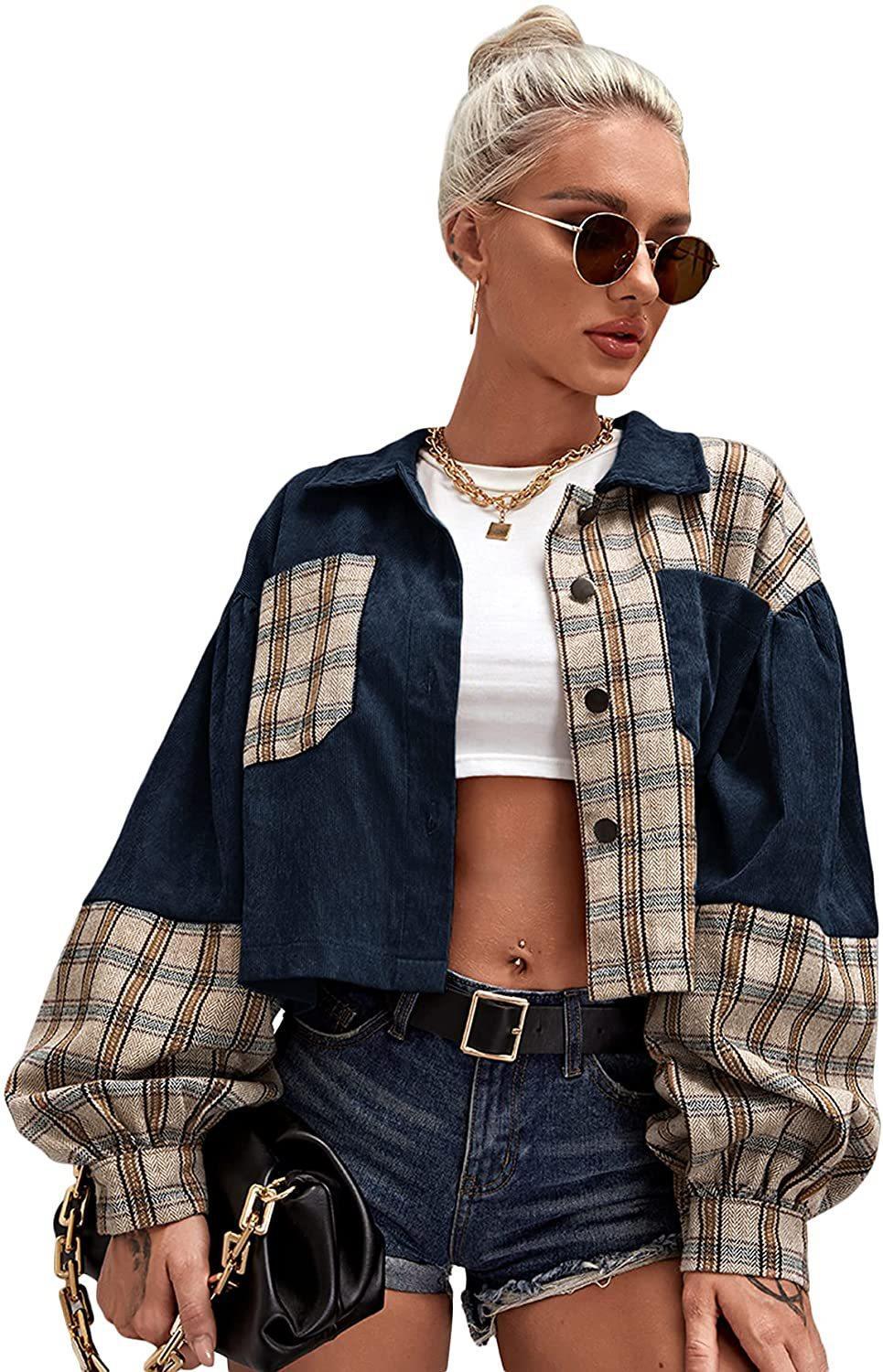 Women's Patchwork Lapel Short Coat