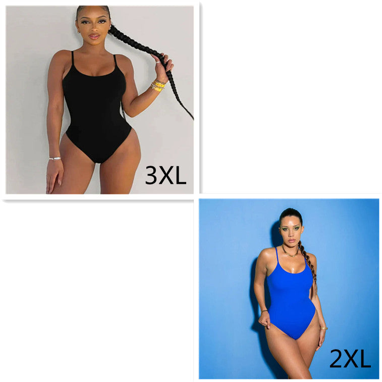 Sling Backless Tether Plus Size Solid Color Triangle One-piece Swimsuit