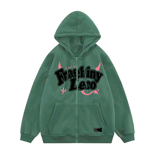 Fraehiny Strikket Cardigan Sweater Lynlås Hættetrøje Frakke