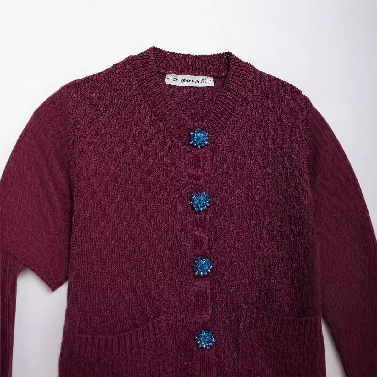 Autumn New Jewelry Knitted Short Sleeve Cardigan Top Women