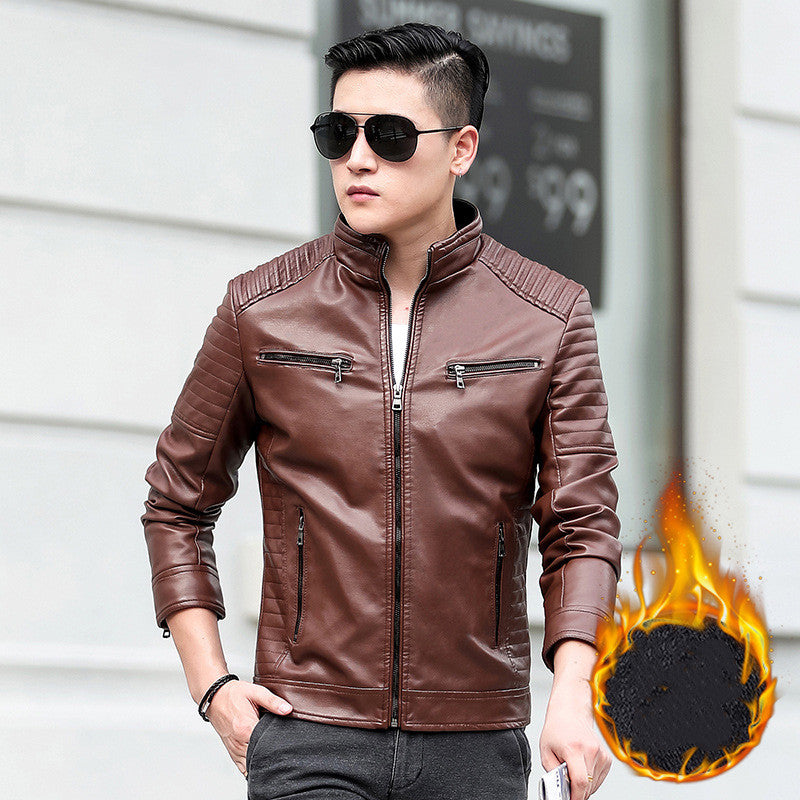 Handsome Motorcycle Leather Jacket Spring And Autumn