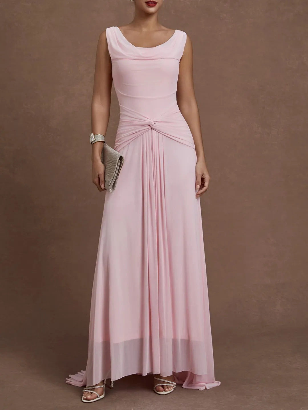 Stylish And Elegant Sleeveless Slim-fit Pink Dress
