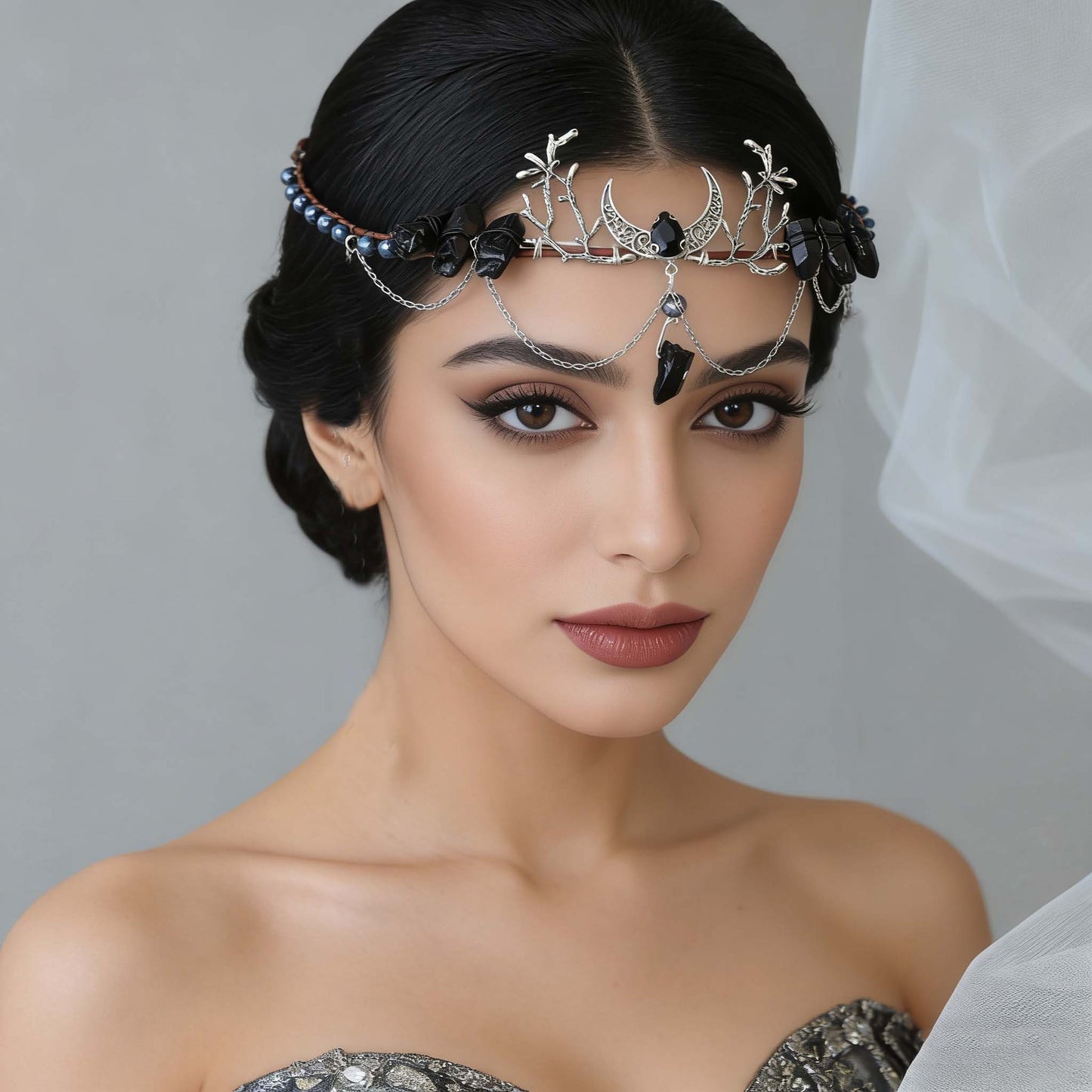 Handwoven Moon Tassel Chain Hairband For Women