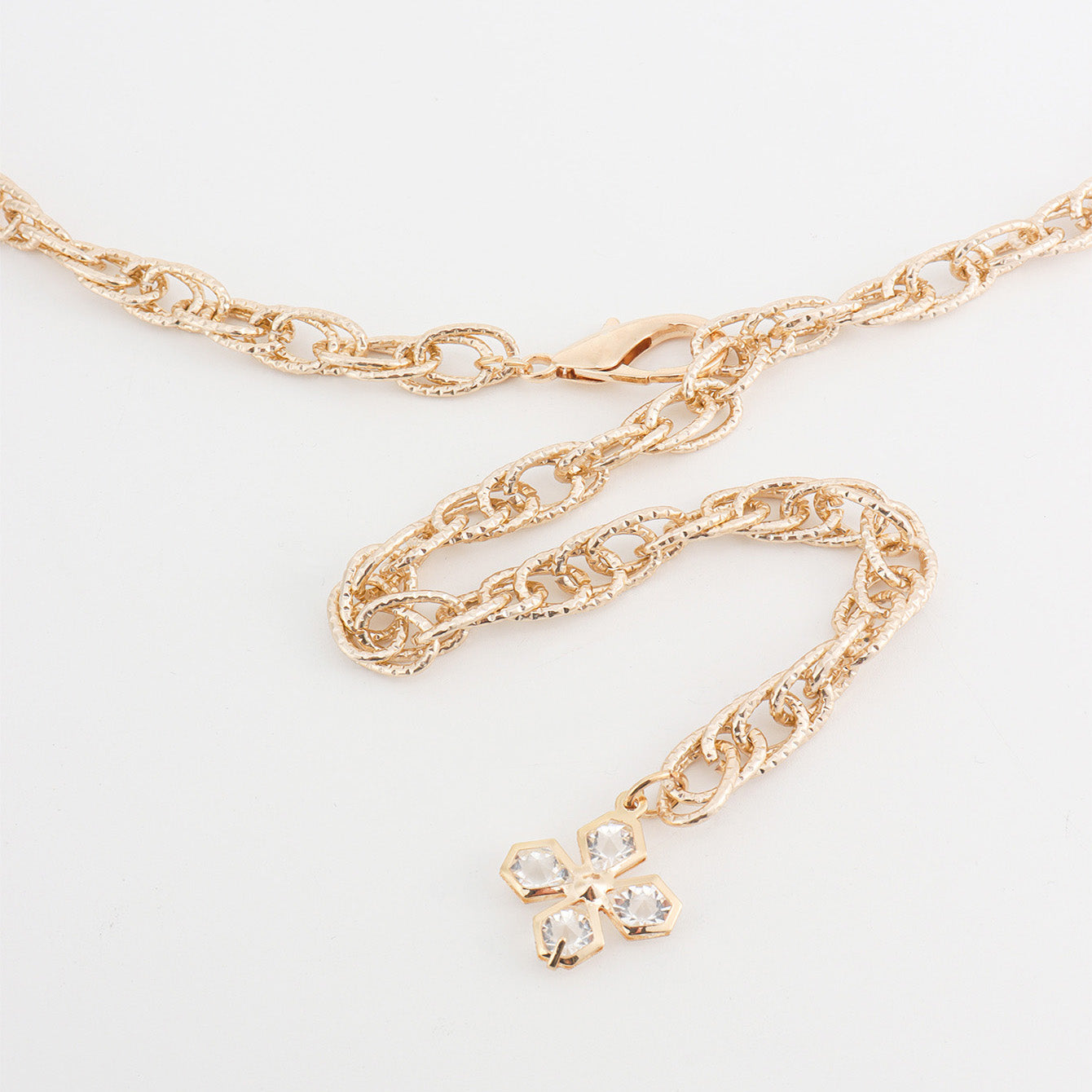 Ladies Waist Chain Decorative Dress Winding Chain Rhinestone Flower Pendant Hollow Metal Chain Summer Versatile Europe And America