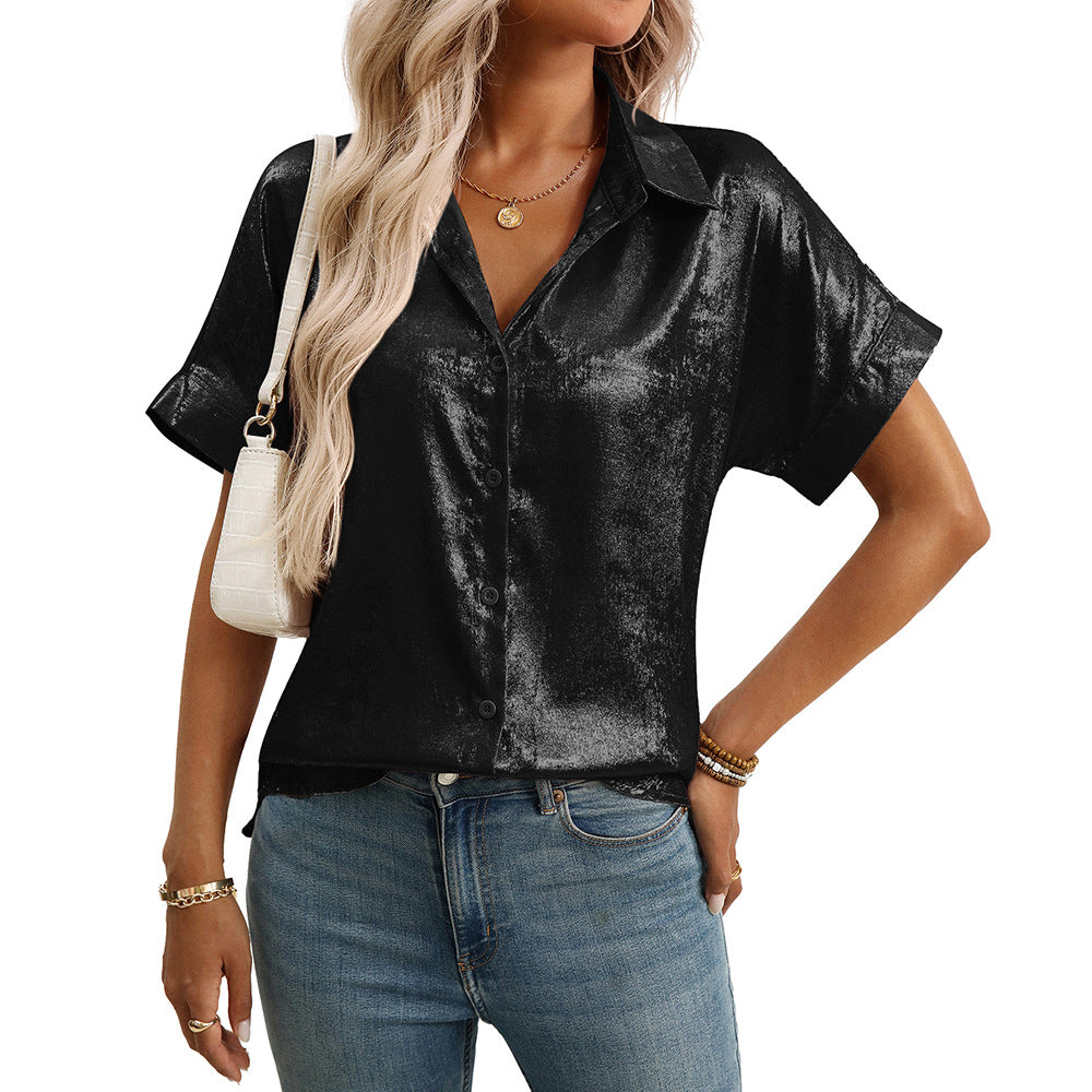 Casual Relaxed Fit Womens Short Sleeve Top