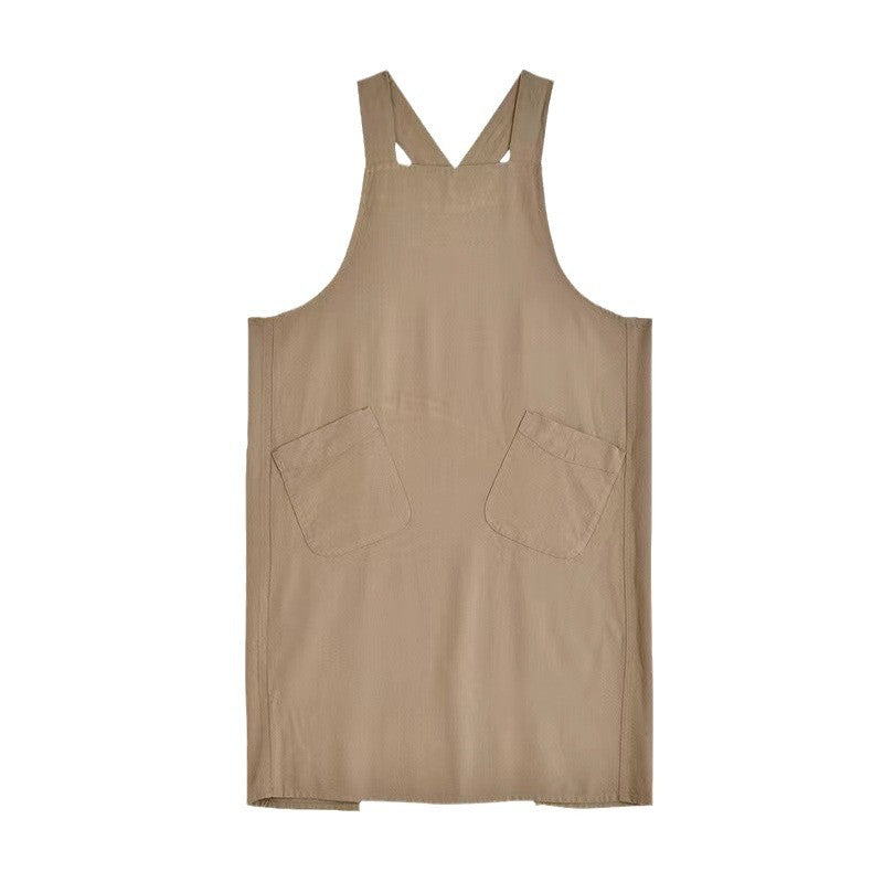 Women's Simple Solid Color Cotton And Linen Plus Size Apron