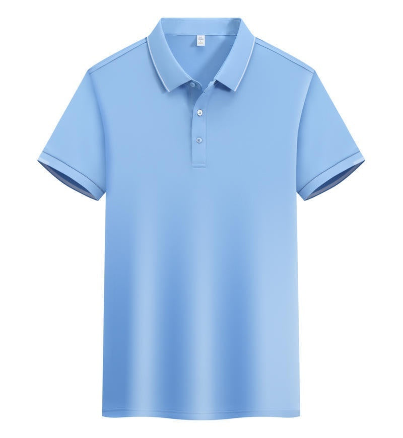 ICE Cotton Single Side Color Secondary Collar Lapel Short Sleeve Polo Shirt