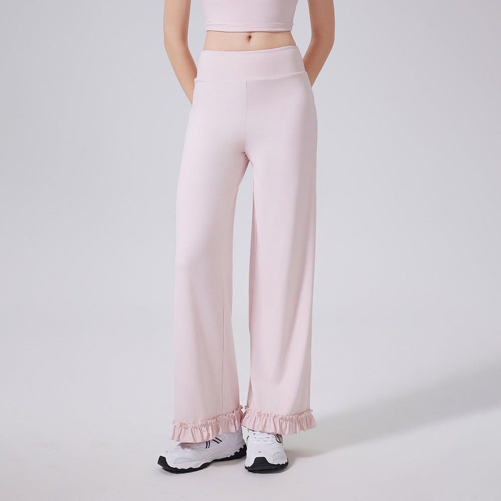 High Waist Belly Contracting Lace Loose Casual Straight Trousers