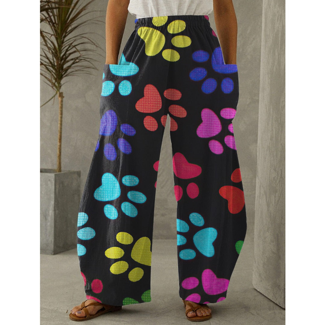 Printed 3D Trendy Irregular Wide-leg Pants
