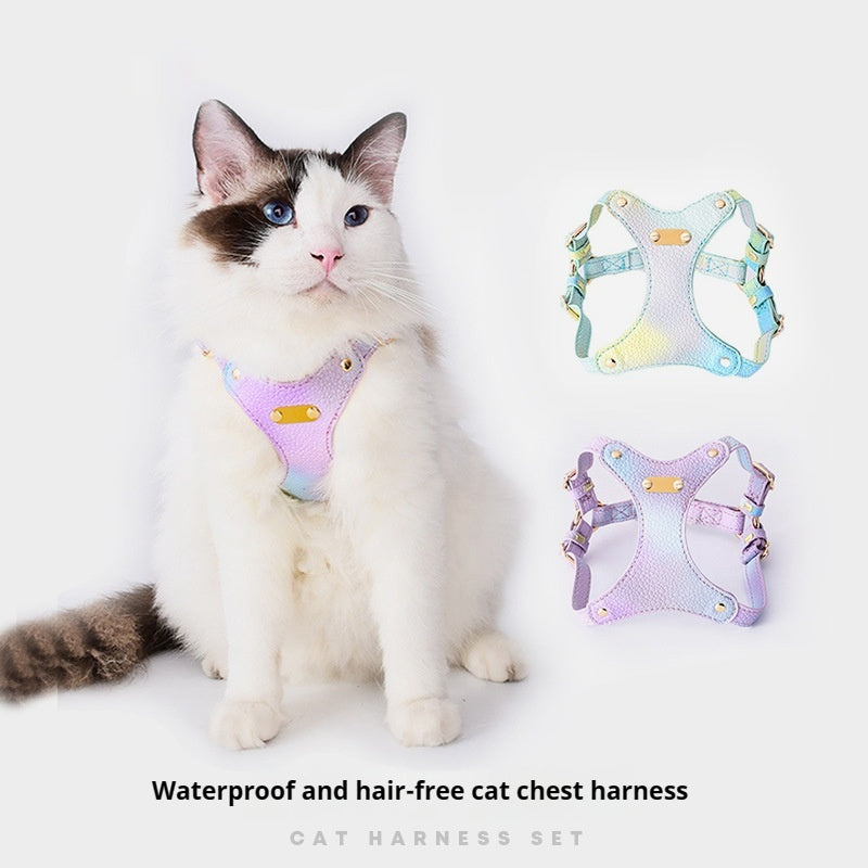 Colorful Leather Cat Strap Pulling Rope