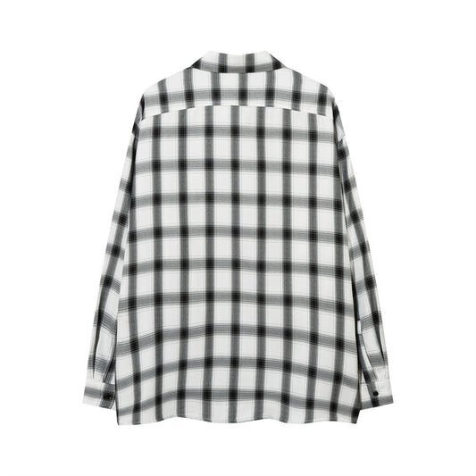 Color Matching Plaid Long Sleeve Shirt Men's Autumn