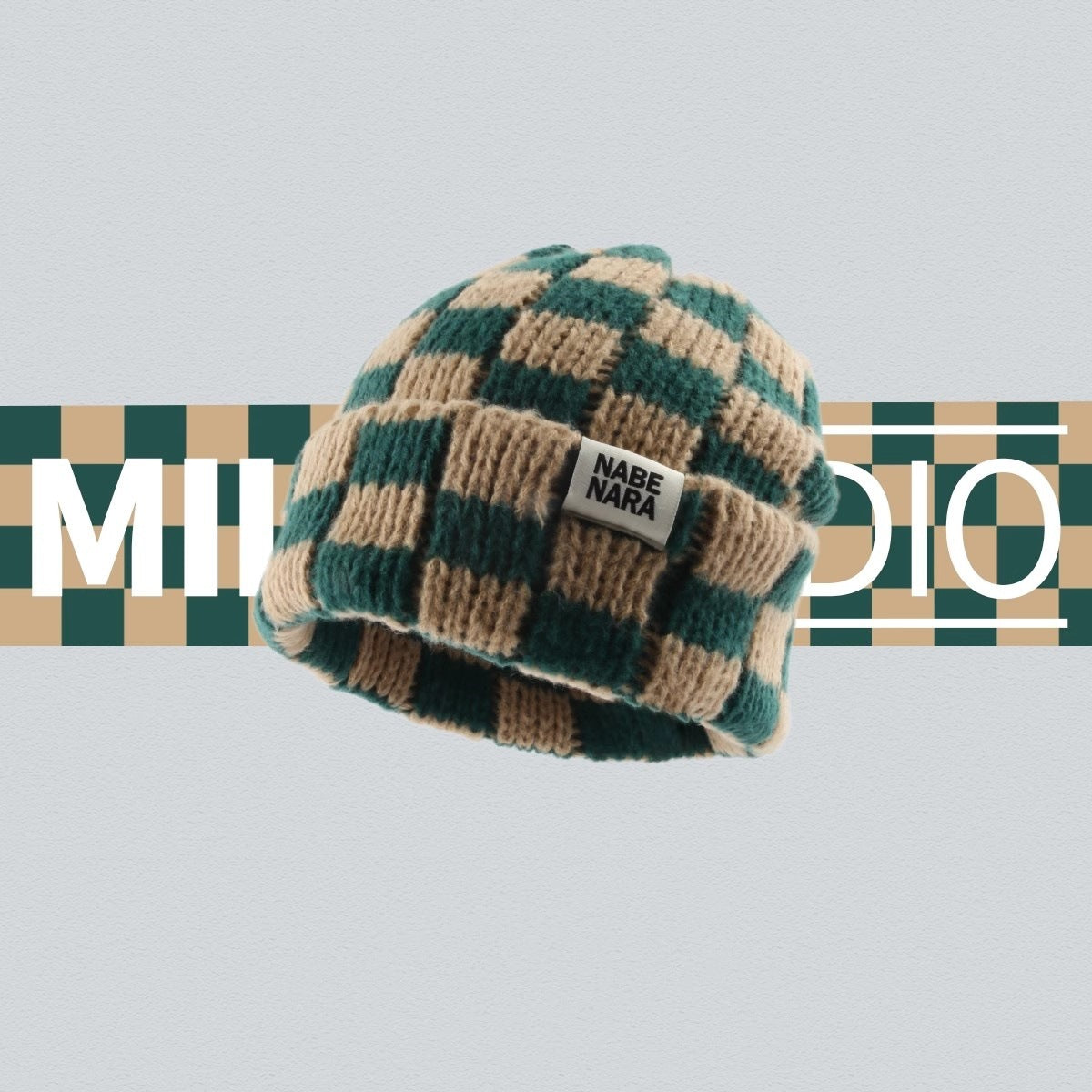 Autumn And Winter Warm Contrast Color Chessboard Plaid Woolen Cap
