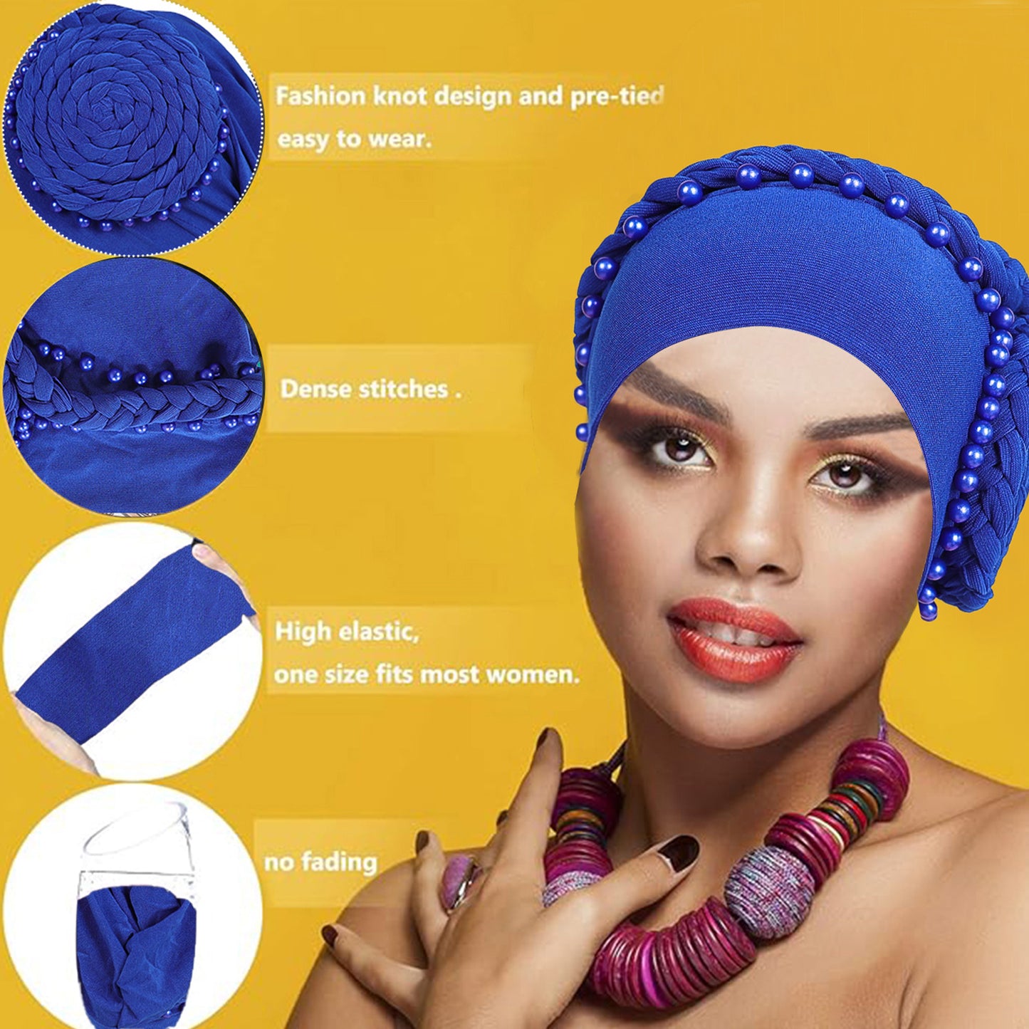 Beaded Floral Cap Pearl Braids