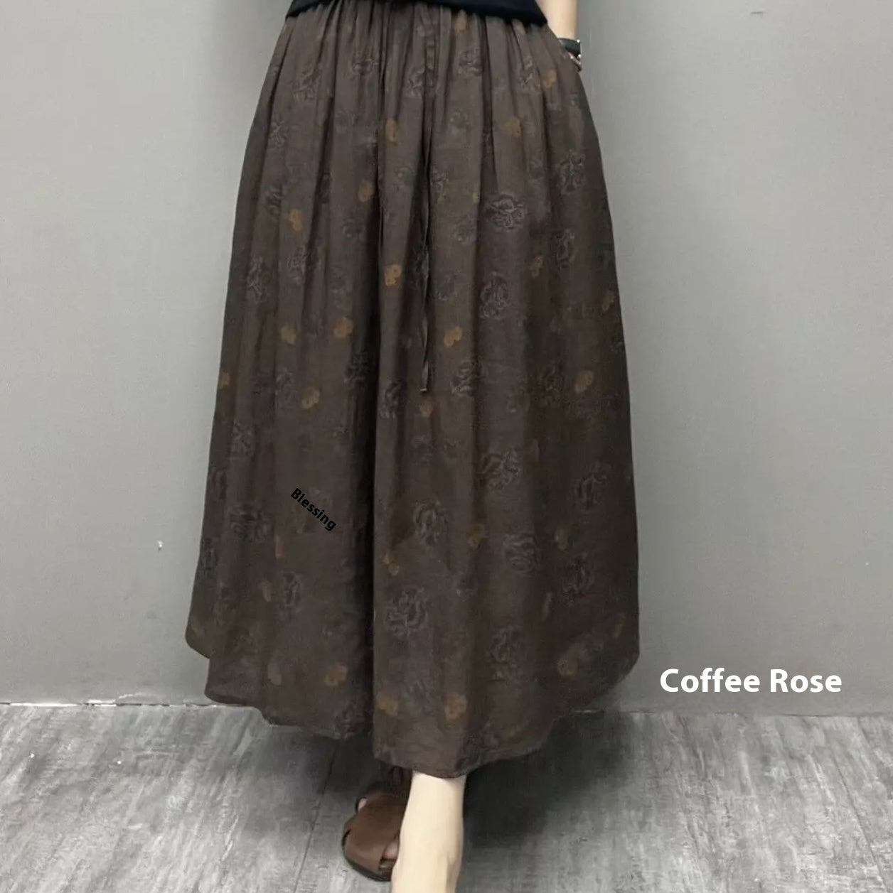 Ramie Printed Skirt Women Big Swing Art