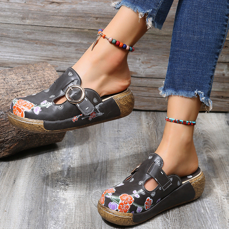 Ethnic Style Plum Blossom Totem Sandals And Slippers