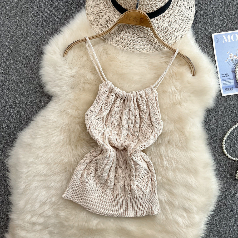 Summer Knitted Western Style Vest Suspenders Sleeveless