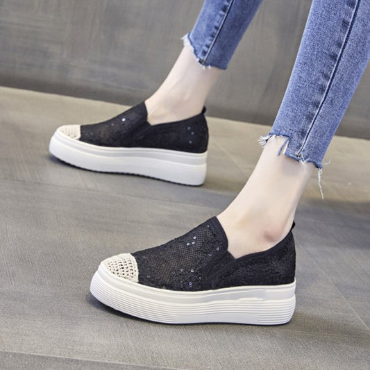 Women's Mesh Breathable Inner Elevated Flat Shoes