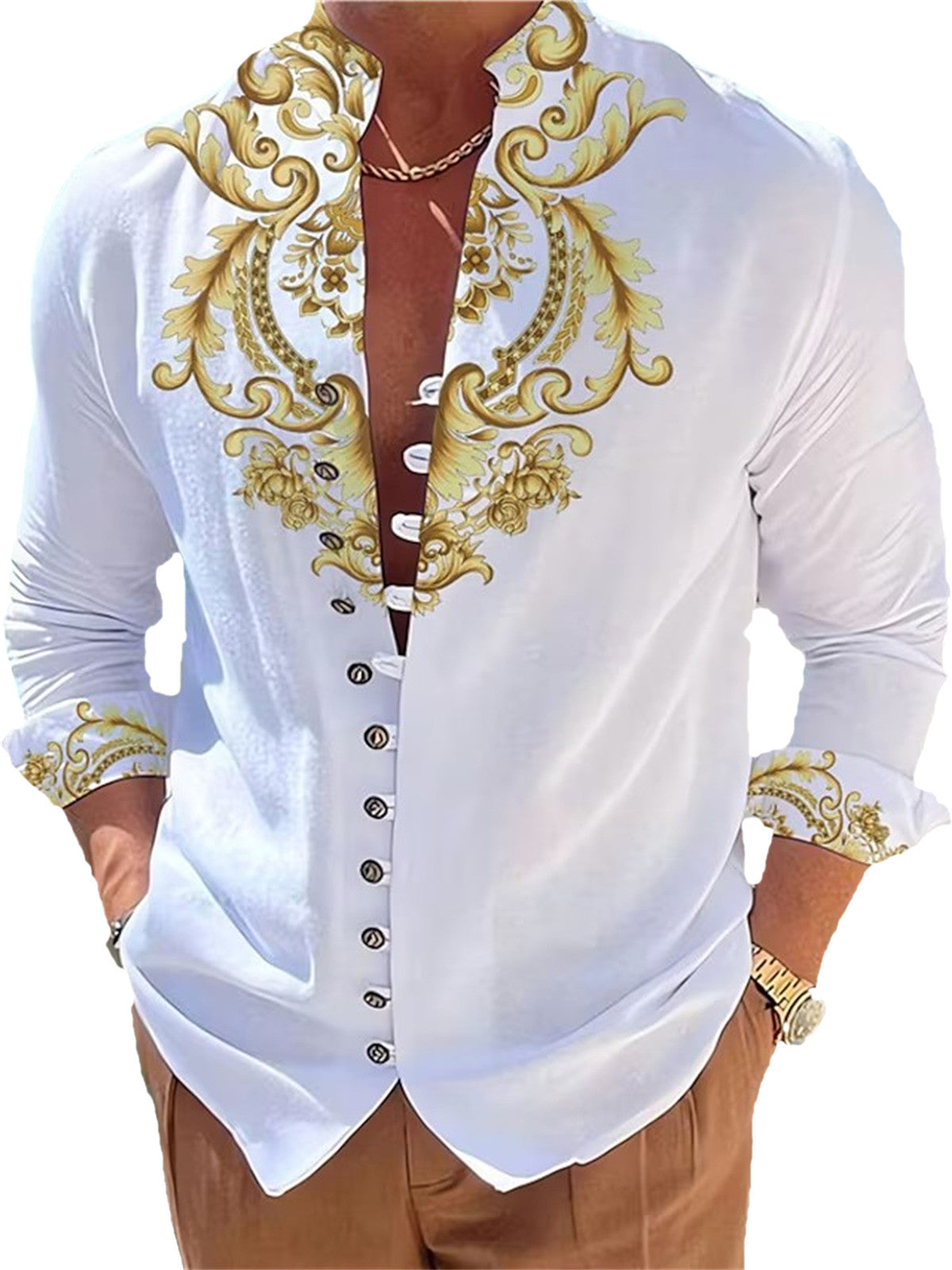 Printed Shirt Cardigan Casual Top  3D