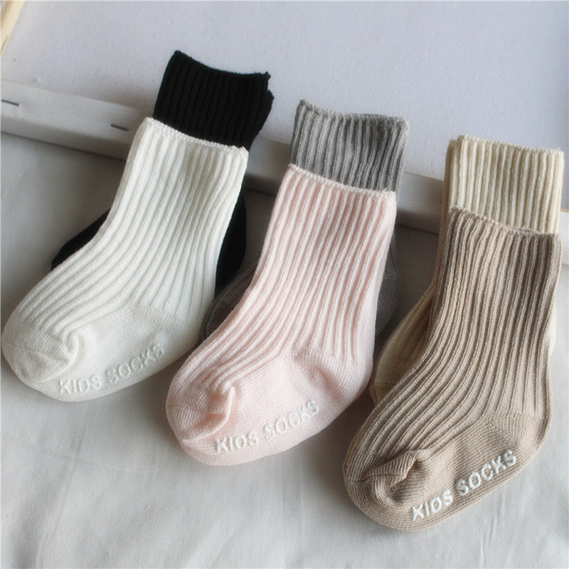 Double Needle Loose Mouth Plain Newborn Childrens Socks