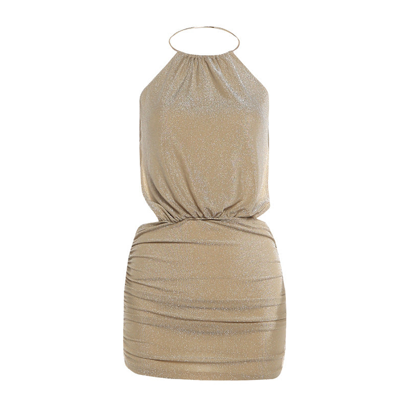 Sleeveless Halterneck Lace-Up Asymmetrical Bodycon Dress