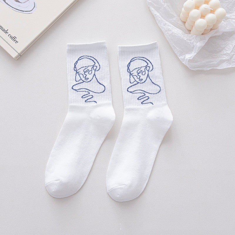 Japanese Women's New Breathable Sweat-absorbing Mid-tube Socks